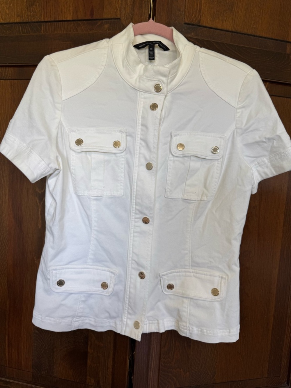 White House Black Market White Short Sleeve Utility Jacket - Size 10